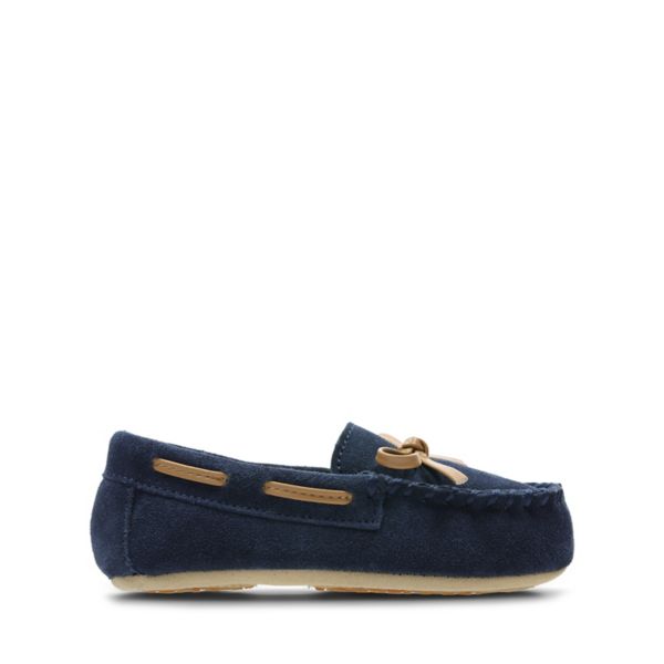 Clarks Girls Crackling Flo Casual Shoes Navy | CA-1389406